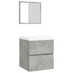 vidaXL Waschbeckenunterschrank mit Waschbecken und Spiegel Betongrau