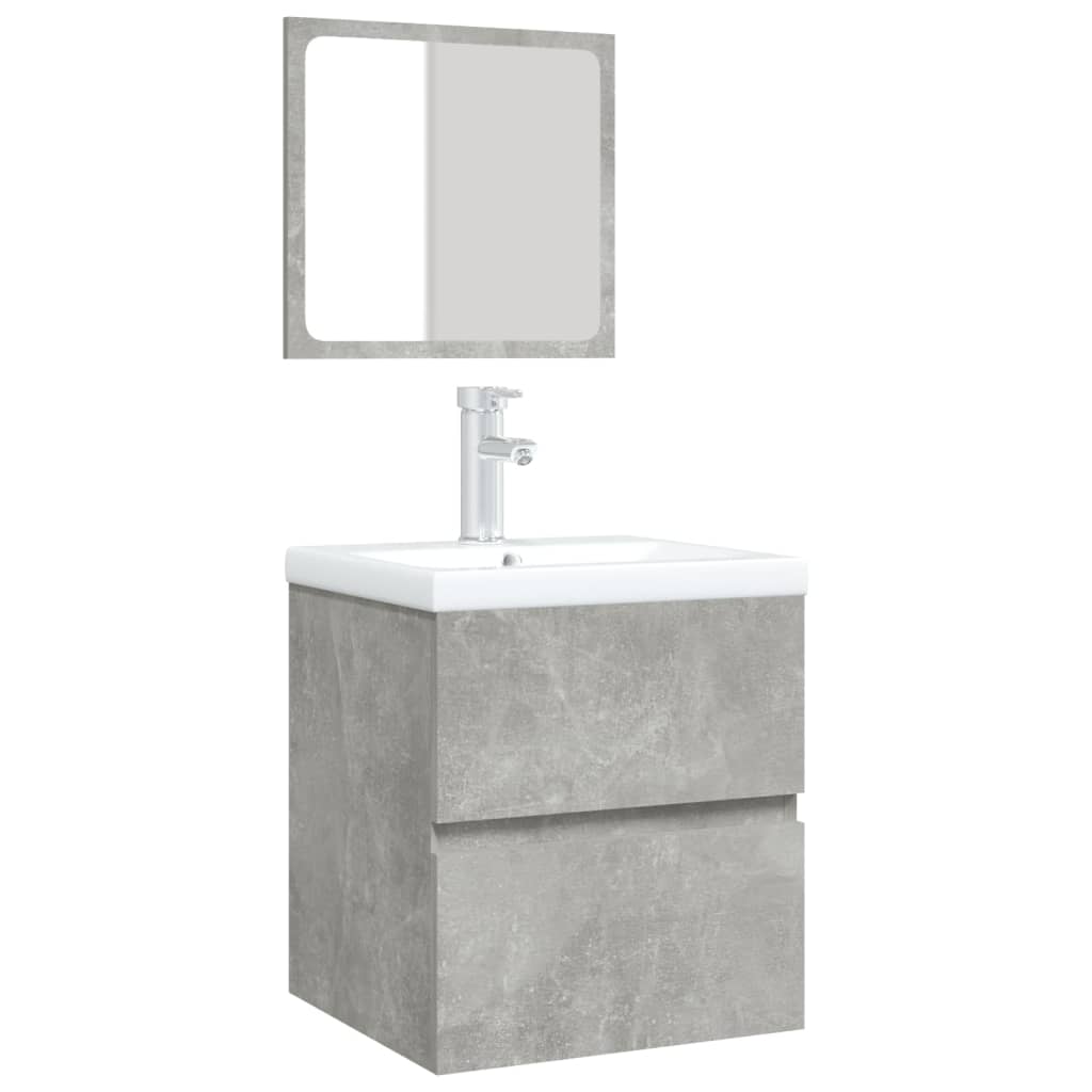 vidaXL Waschbeckenunterschrank mit Waschbecken und Spiegel Betongrau