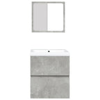 vidaXL Waschbeckenunterschrank mit Waschbecken und Spiegel Betongrau
