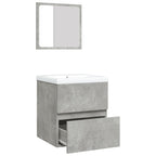 vidaXL Waschbeckenunterschrank mit Waschbecken und Spiegel Betongrau
