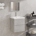 vidaXL Waschbeckenunterschrank mit Waschbecken und Spiegel Betongrau