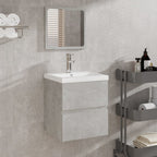 vidaXL Waschbeckenunterschrank mit Waschbecken und Spiegel Betongrau