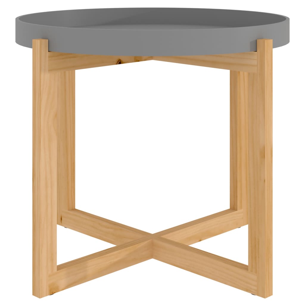 vidaXL Couchtisch Grau 53x53x43,5 cm Holzwerkstoff & Massivholz Kiefer