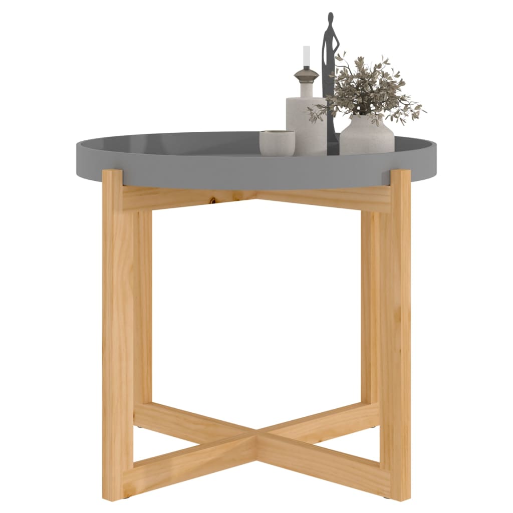 vidaXL Couchtisch Grau 53x53x43,5 cm Holzwerkstoff & Massivholz Kiefer