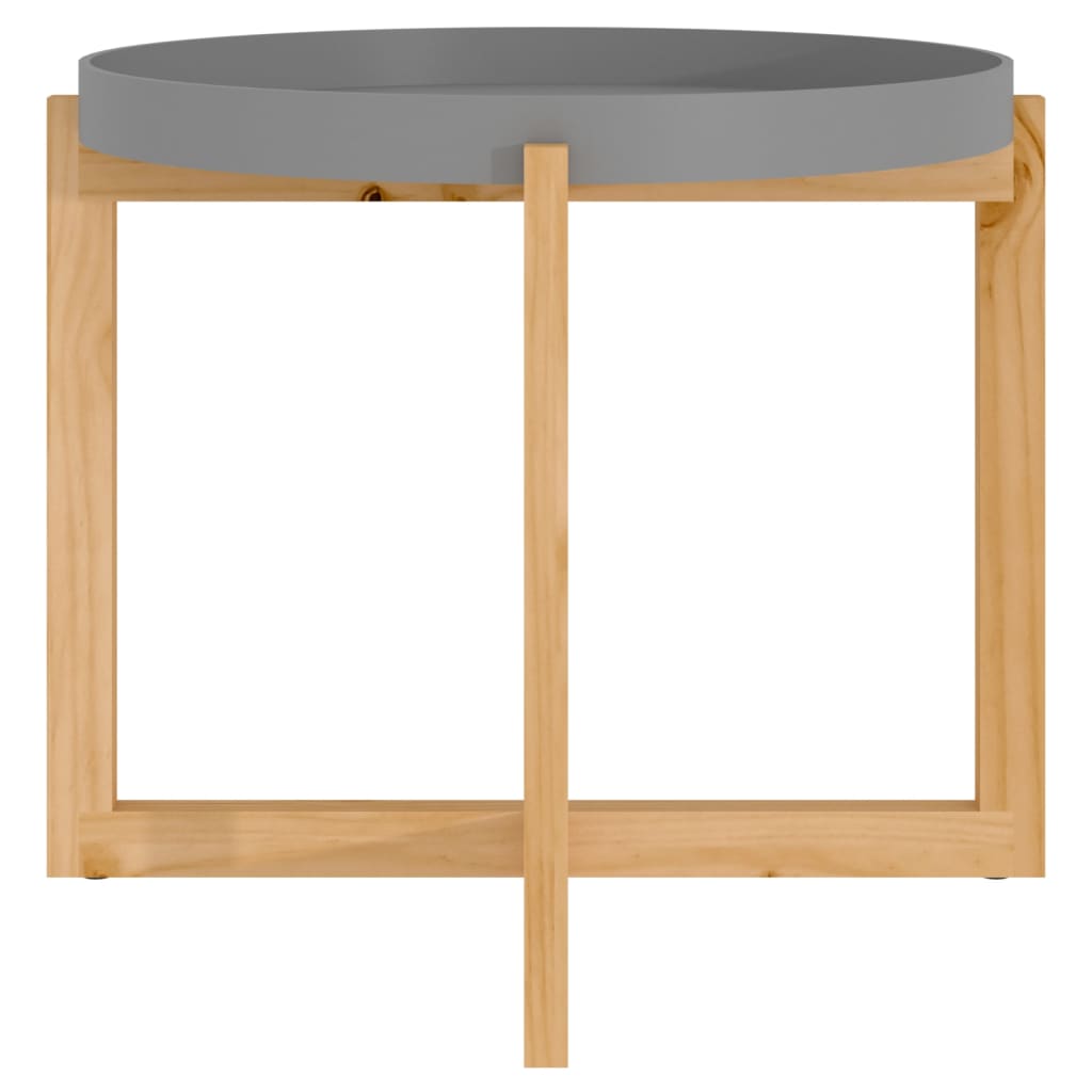 vidaXL Couchtisch Grau 53x53x43,5 cm Holzwerkstoff & Massivholz Kiefer