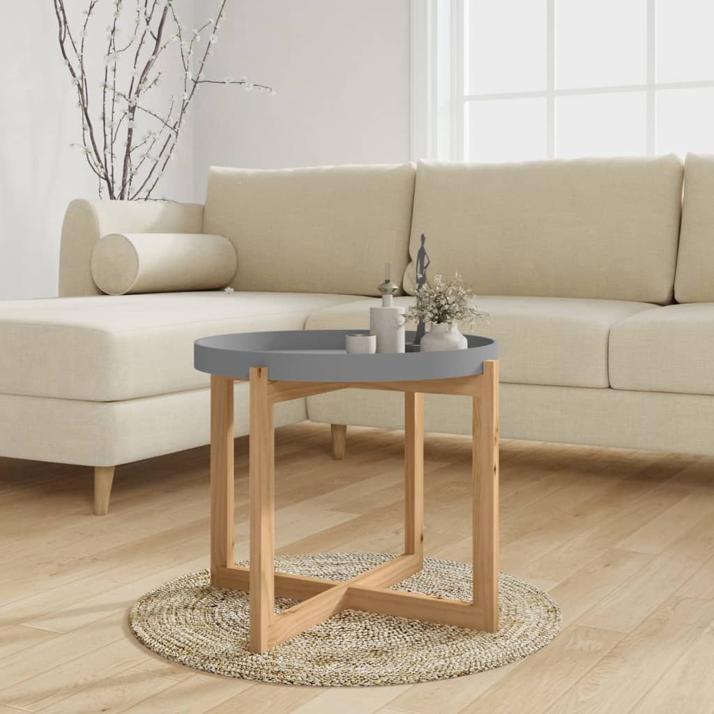 vidaXL Couchtisch Grau 53x53x43,5 cm Holzwerkstoff & Massivholz Kiefer