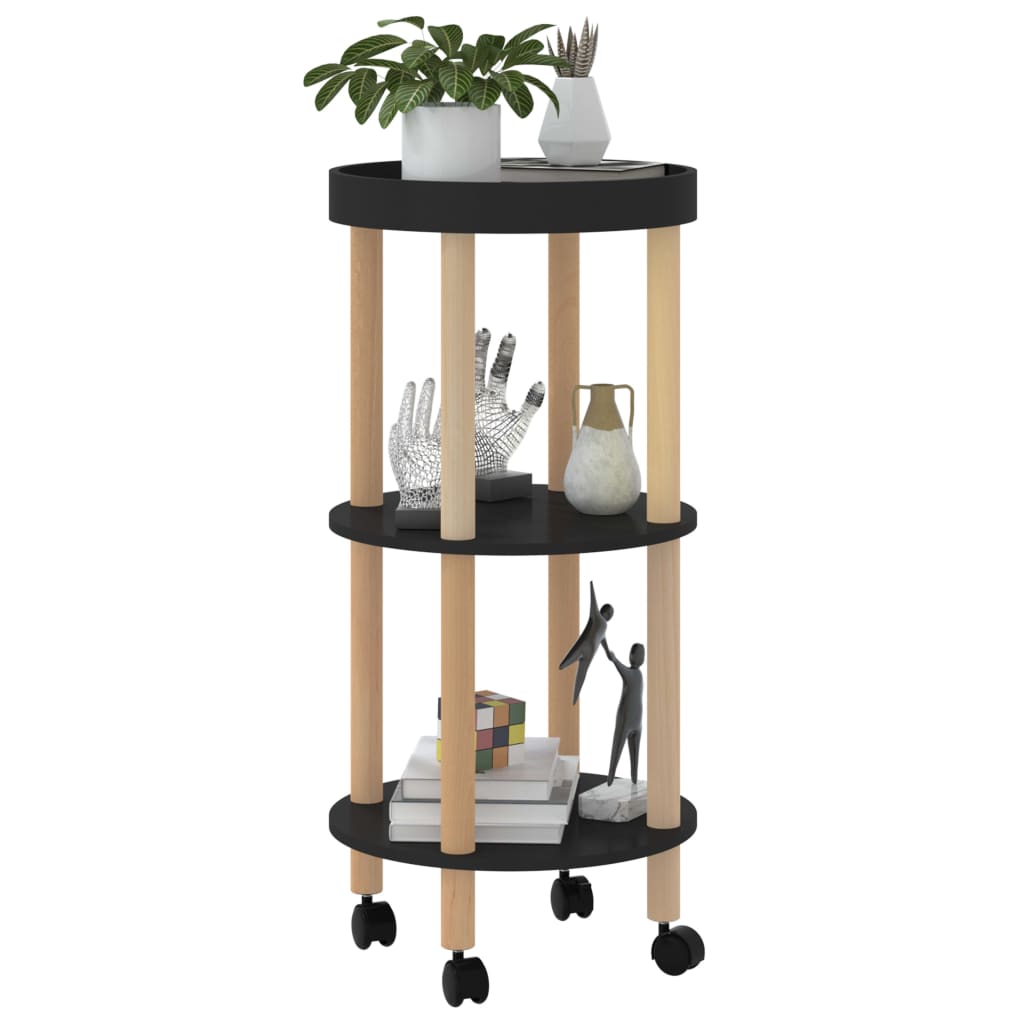 vidaXL Servierwagen 3 Etagen Schwarz 38x38x82 cm Holzwerkstoff & Holz