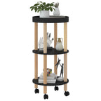 vidaXL Servierwagen 3 Etagen Schwarz 38x38x82 cm Holzwerkstoff & Holz