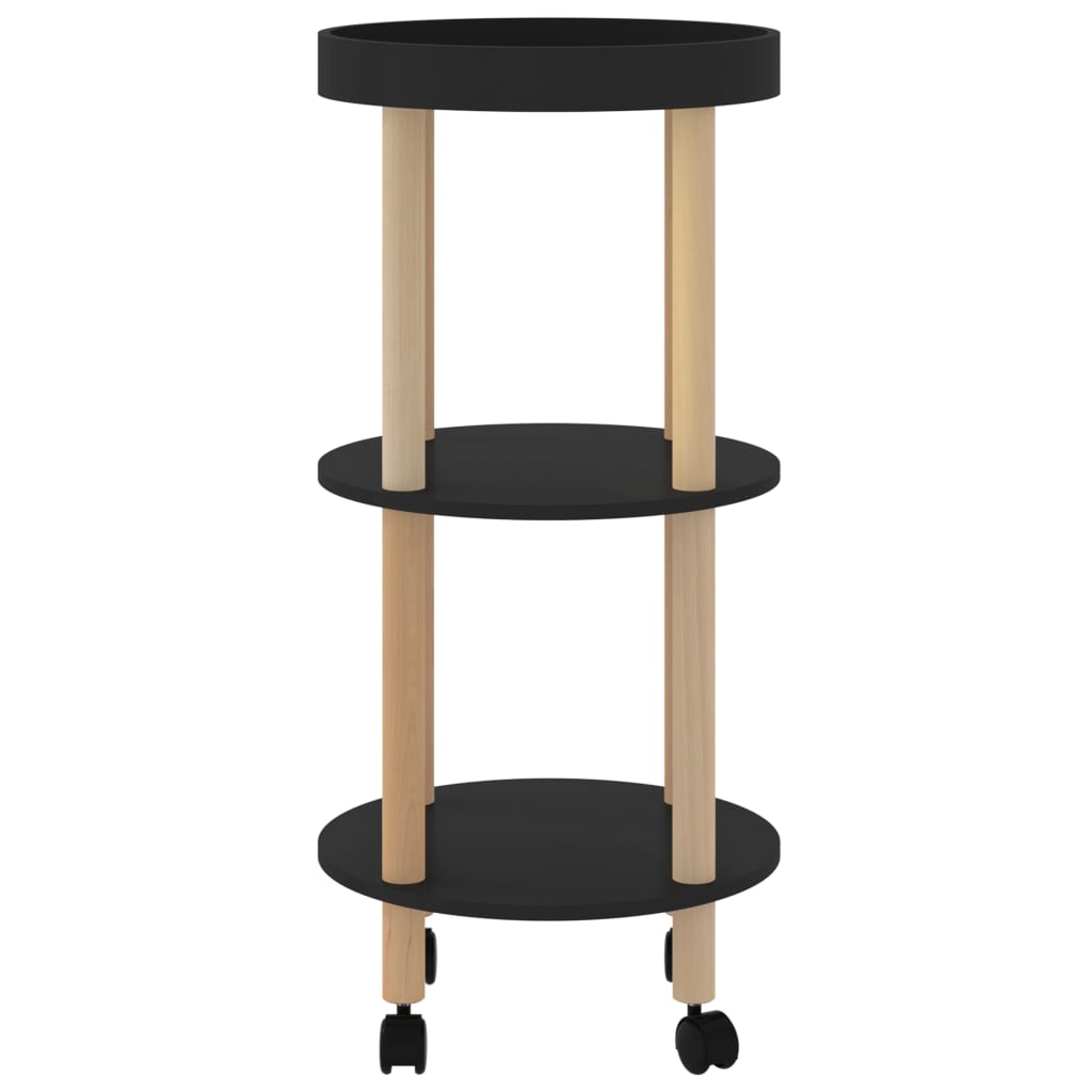 vidaXL Servierwagen 3 Etagen Schwarz 38x38x82 cm Holzwerkstoff & Holz