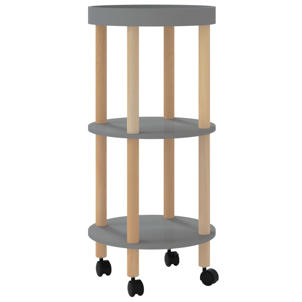 vidaXL Servierwagen 3 Etagen Grau 38x38x82cm Holzwerkstoff Kiefernholz