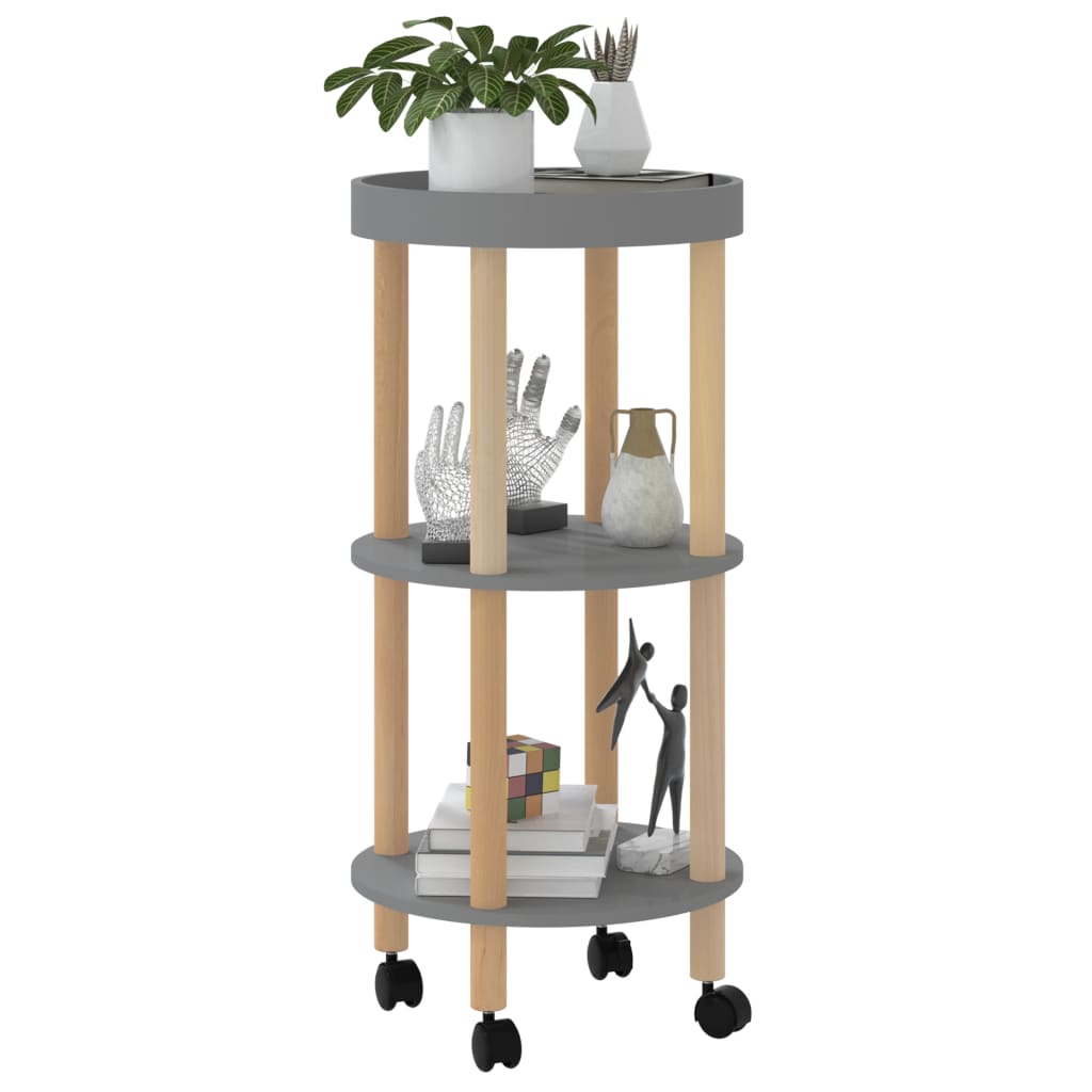 vidaXL Servierwagen 3 Etagen Grau 38x38x82cm Holzwerkstoff Kiefernholz