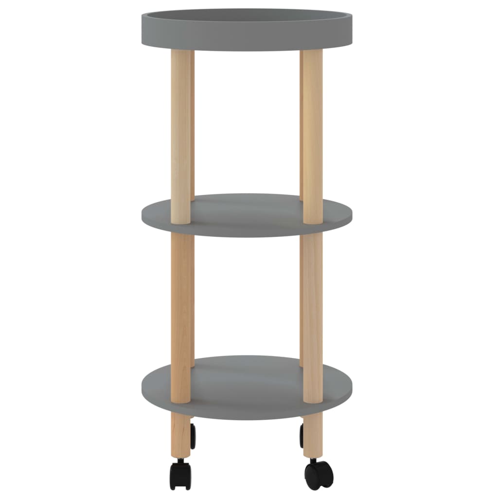 vidaXL Servierwagen 3 Etagen Grau 38x38x82cm Holzwerkstoff Kiefernholz