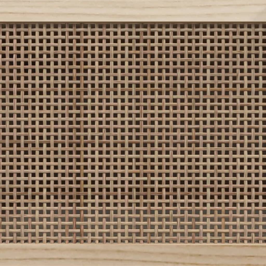 vidaXL TV-Schrank Weiß 80x30x40 cm Massivholz Kiefer und Natur-Rattan