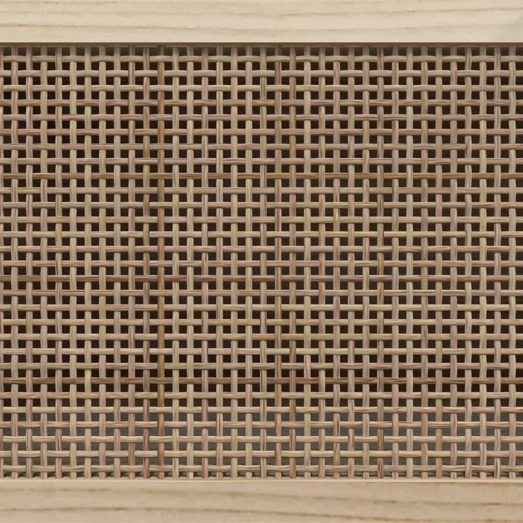 vidaXL TV-Schrank Schwarz 80x30x40 cm Massivholz Kiefer Natur-Rattan