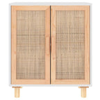 vidaXL Sideboard Weiß 60x30x70 cm Massivholz Kiefer und Natur-Rattan