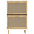 vidaXL Schuhschrank Weiß 52x25x80 cm Holzwerkstoff & Rattan Natur