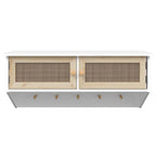 vidaXL Wandgarderobe Weiß Holzwerkstoff und Rattan Natur