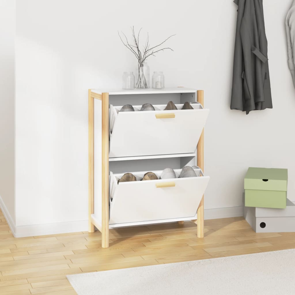 vidaXL Schuhschrank Weiß 57,5x33x80 cm Holzwerkstoff