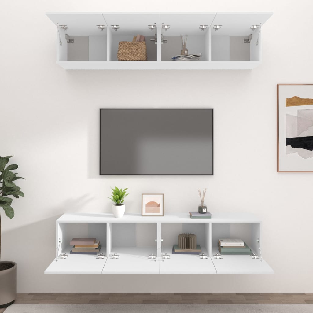 vidaXL TV-Schränke 4 Stk. Weiß 80x30x30 cm Holzwerkstoff