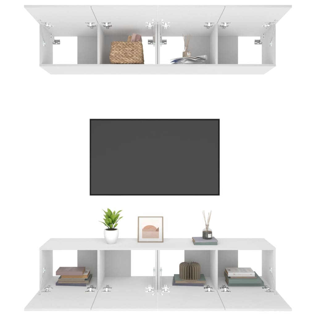 vidaXL TV-Schränke 4 Stk. Weiß 80x30x30 cm Holzwerkstoff
