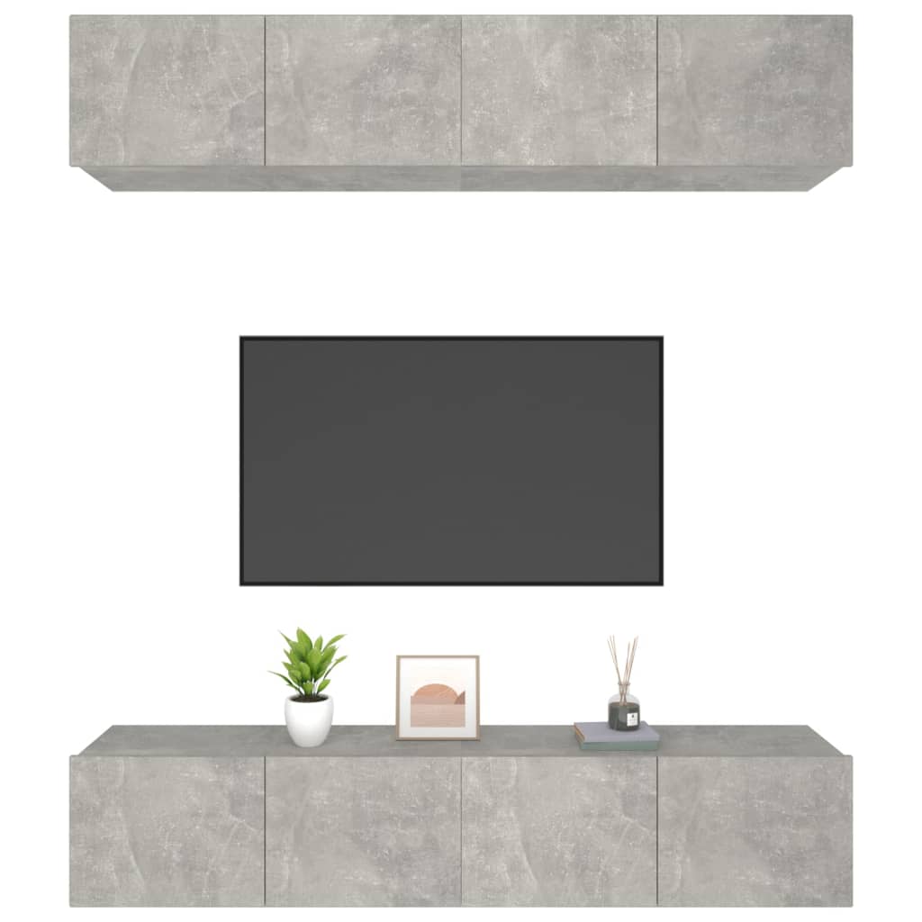 vidaXL TV-Schränke 4 Stk. Betongrau 80x30x30 cm Holzwerkstoff