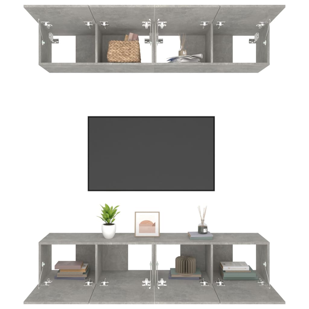 vidaXL TV-Schränke 4 Stk. Betongrau 80x30x30 cm Holzwerkstoff