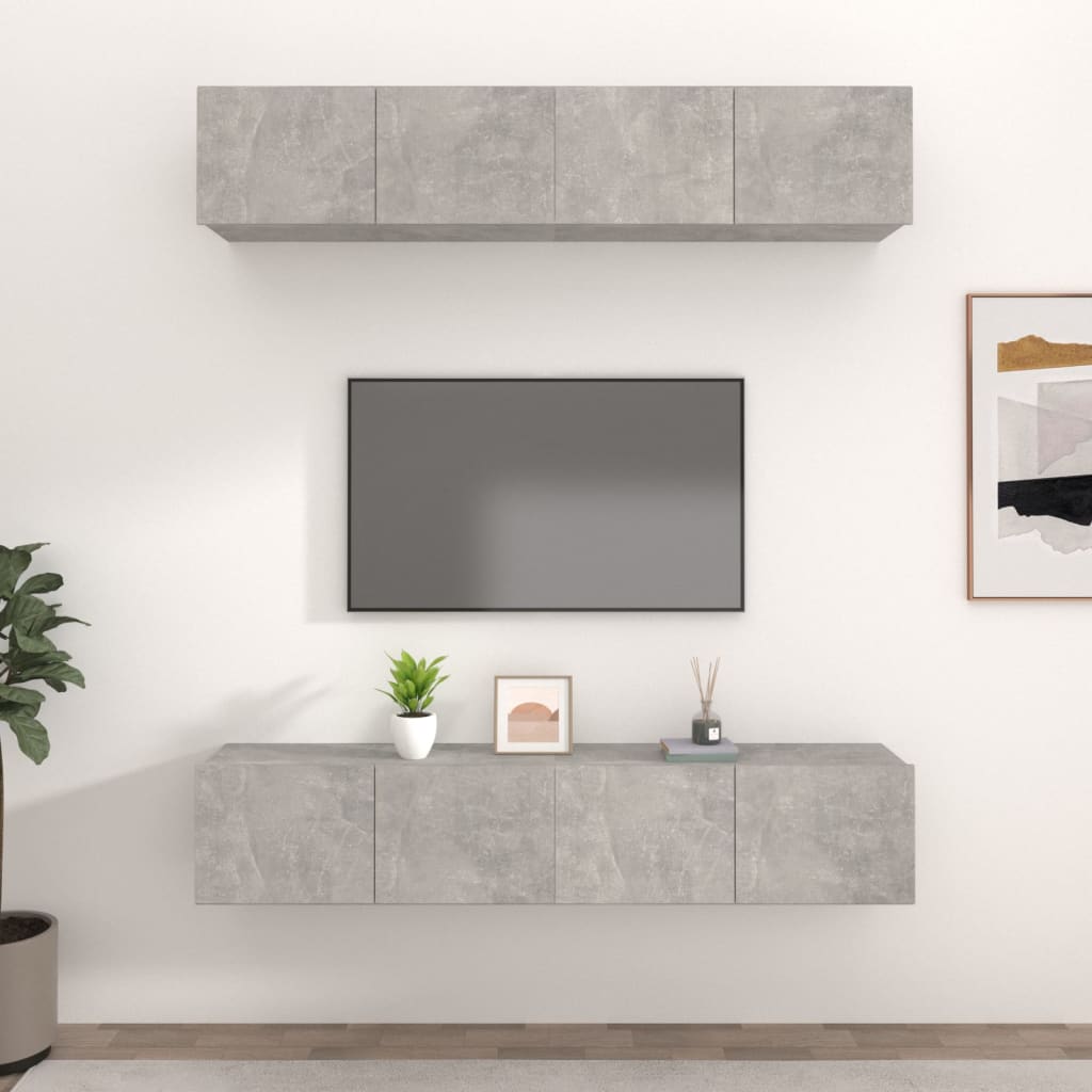 vidaXL TV-Schränke 4 Stk. Betongrau 80x30x30 cm Holzwerkstoff
