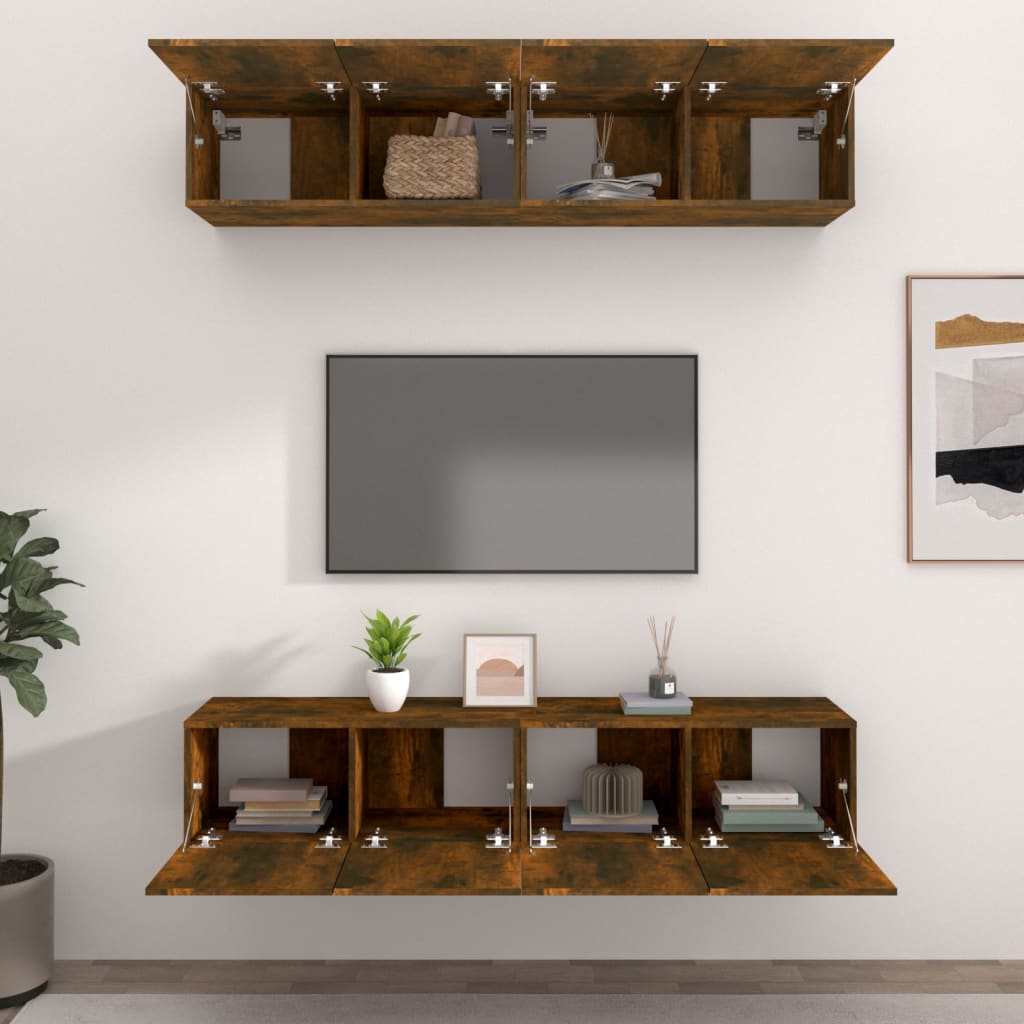 vidaXL TV-Schränke 4 Stk. Räuchereiche 80x30x30 cm Holzwerkstoff