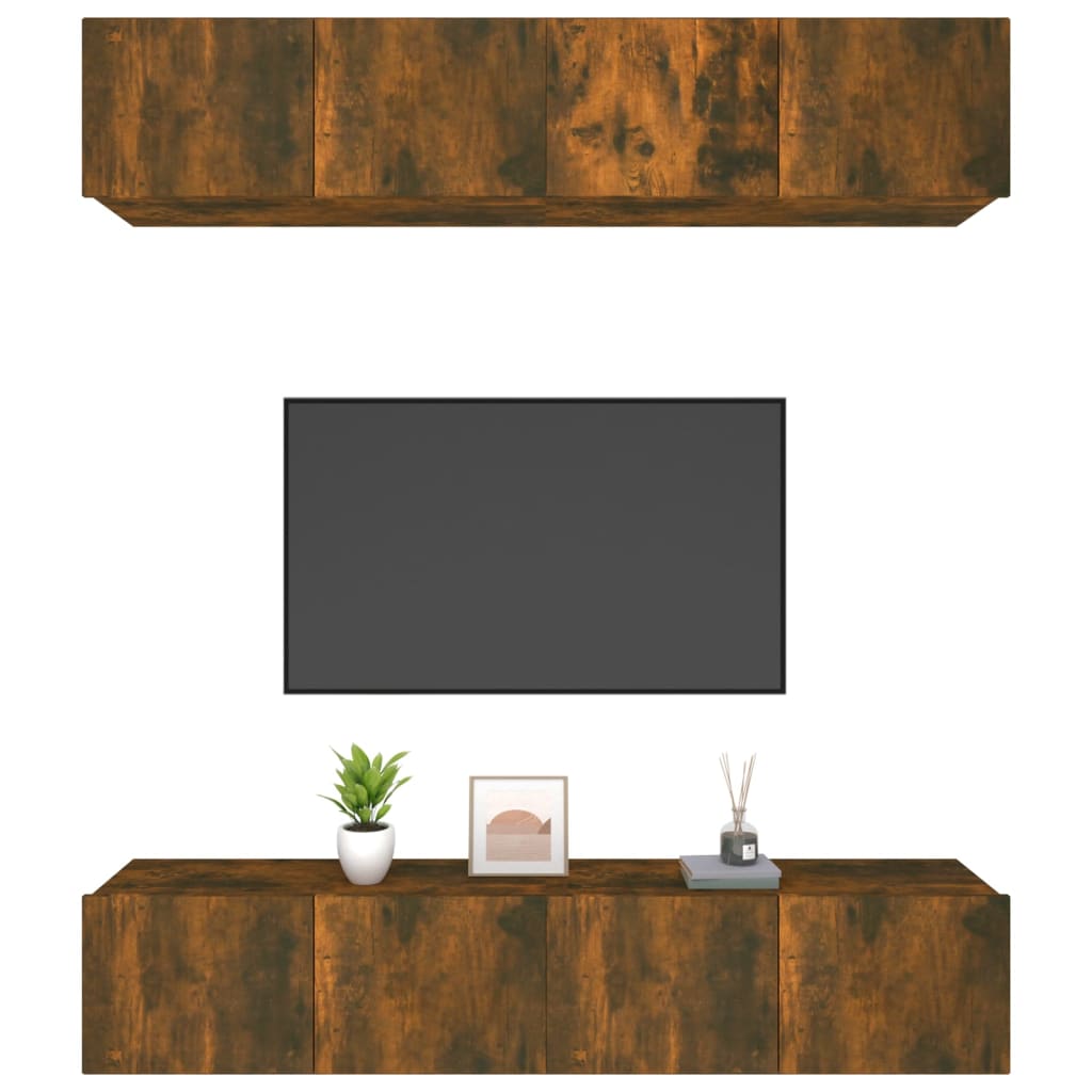 vidaXL TV-Schränke 4 Stk. Räuchereiche 80x30x30 cm Holzwerkstoff