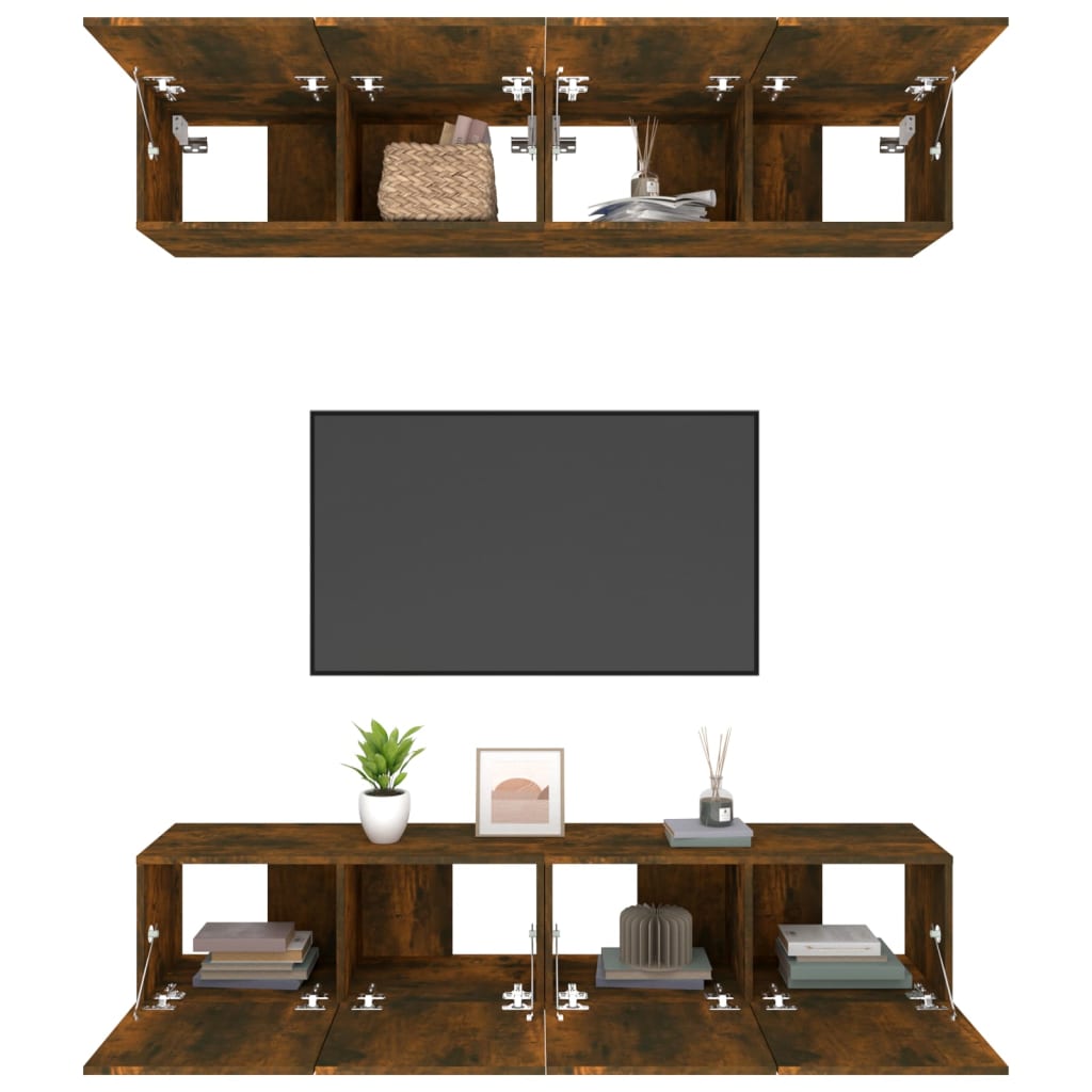 vidaXL TV-Schränke 4 Stk. Räuchereiche 80x30x30 cm Holzwerkstoff