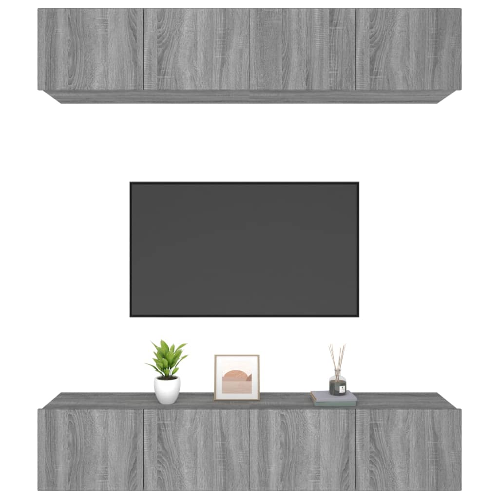 vidaXL TV-Schränke 4 Stk. Grau Sonoma 80x30x30 cm Holzwerkstoff
