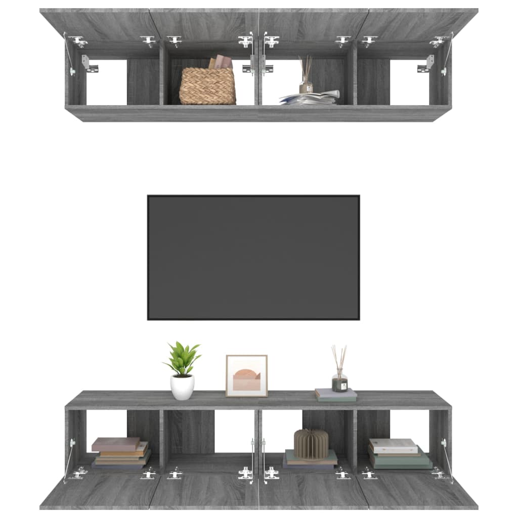 vidaXL TV-Schränke 4 Stk. Grau Sonoma 80x30x30 cm Holzwerkstoff