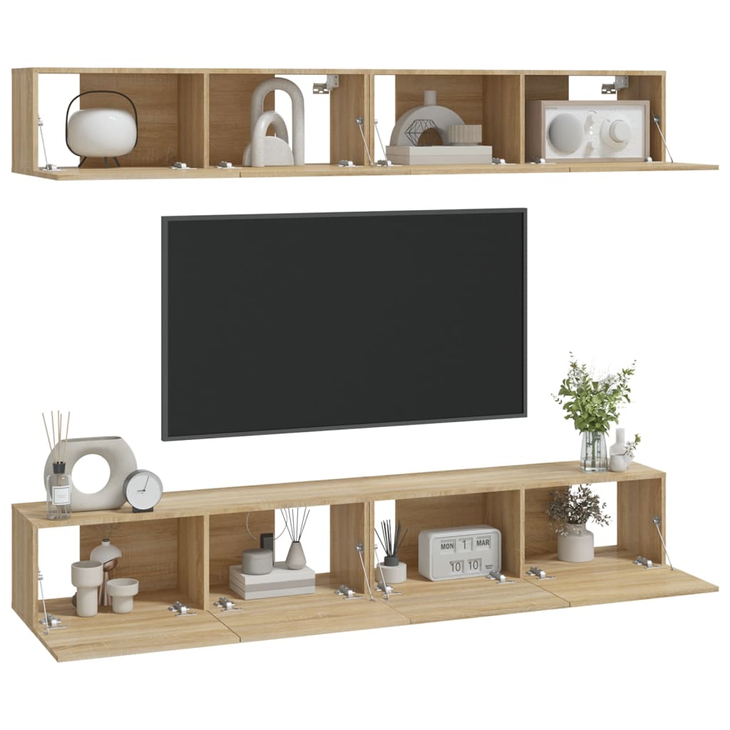 vidaXL TV-Wandschränke 4 Stk. Sonoma-Eiche 100x30x30 cm