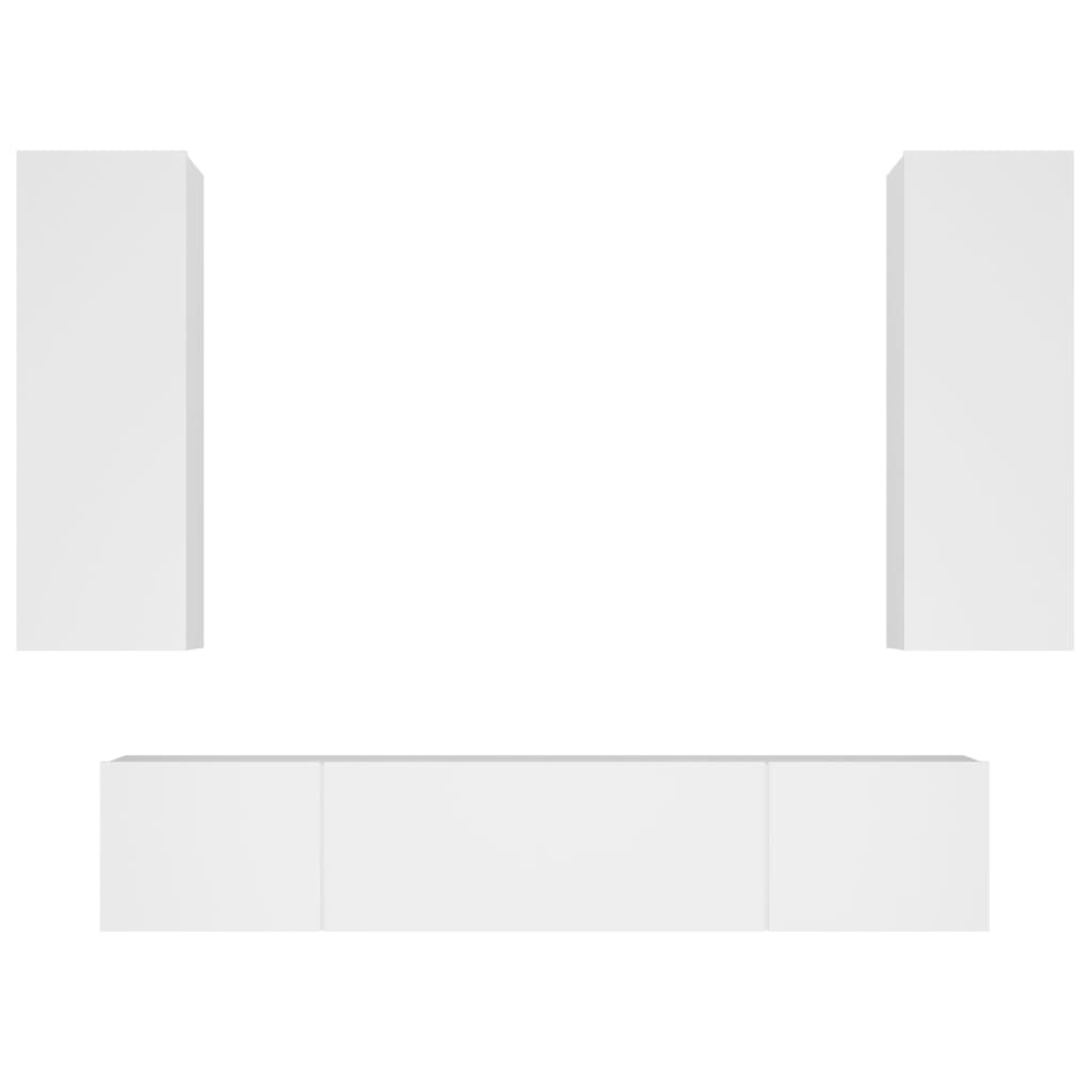 vidaXL 4-tlg. TV-Schrank-Set Weiß Holzwerkstoff