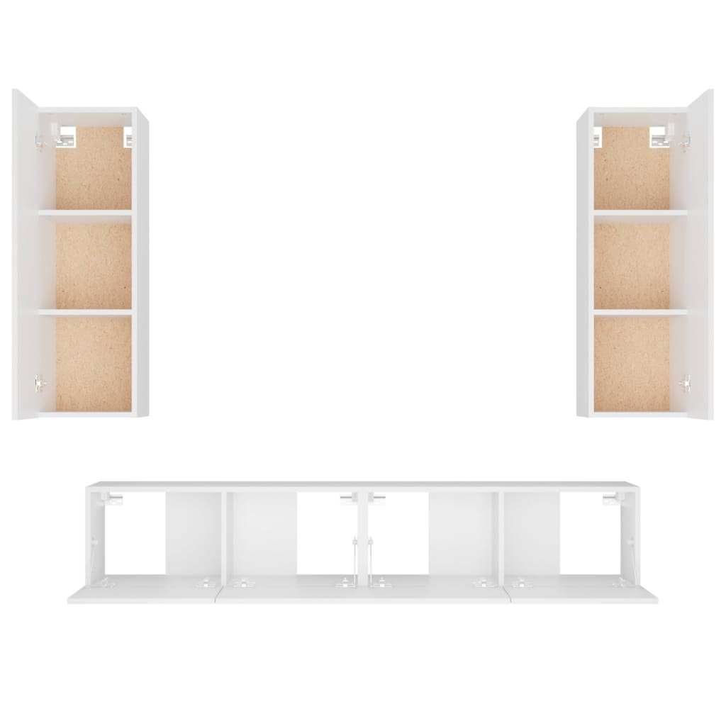 vidaXL 4-tlg. TV-Schrank-Set Weiß Holzwerkstoff