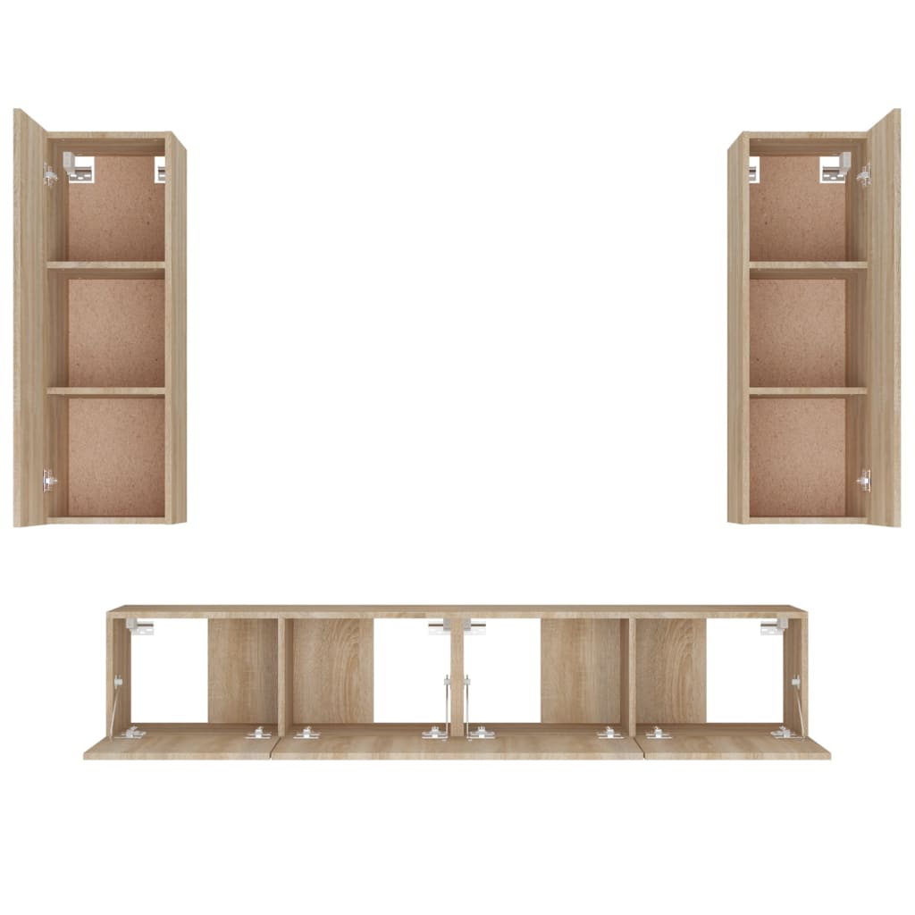 vidaXL 4-tlg. TV-Schrank-Set Sonoma-Eiche Holzwerkstoff
