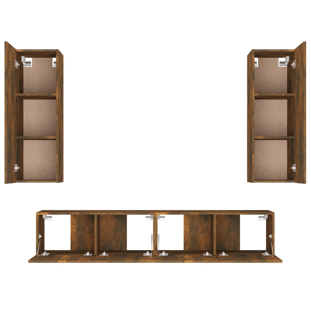 vidaXL 4-tlg. TV-Schrank-Set Räuchereiche Holzwerkstoff