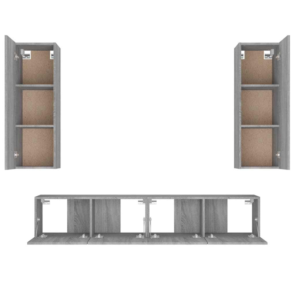 vidaXL 4-tlg. TV-Schrank-Set Grau Sonoma Holzwerkstoff