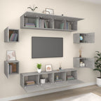 vidaXL 8-tlg. TV-Schrank-Set Betongrau Holzwerkstoff