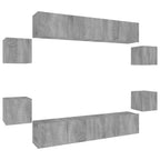 vidaXL 8-tlg. TV-Schrank-Set Grau Sonoma Holzwerkstoff