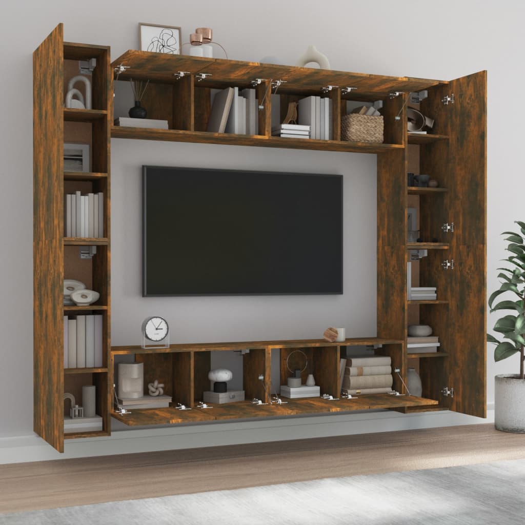 vidaXL 8-tlg. TV-Schrank-Set Räuchereiche Holzwerkstoff