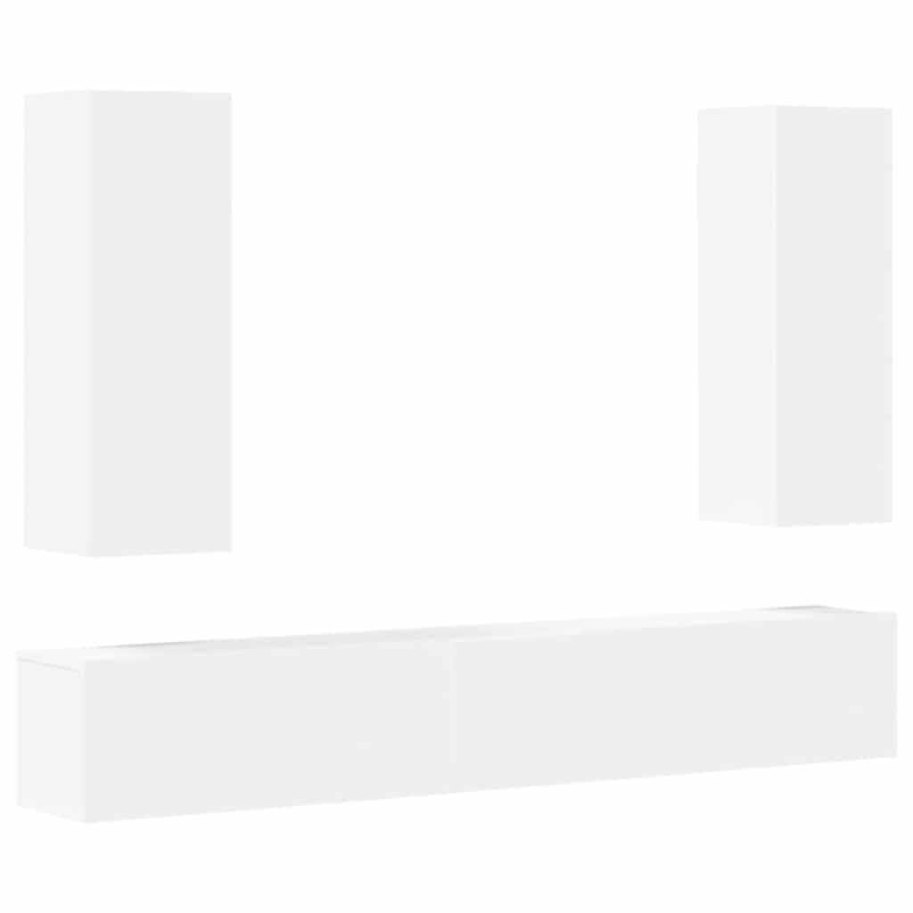 vidaXL 5-tlg. TV-Schrank-Set Weiß Holzwerkstoff