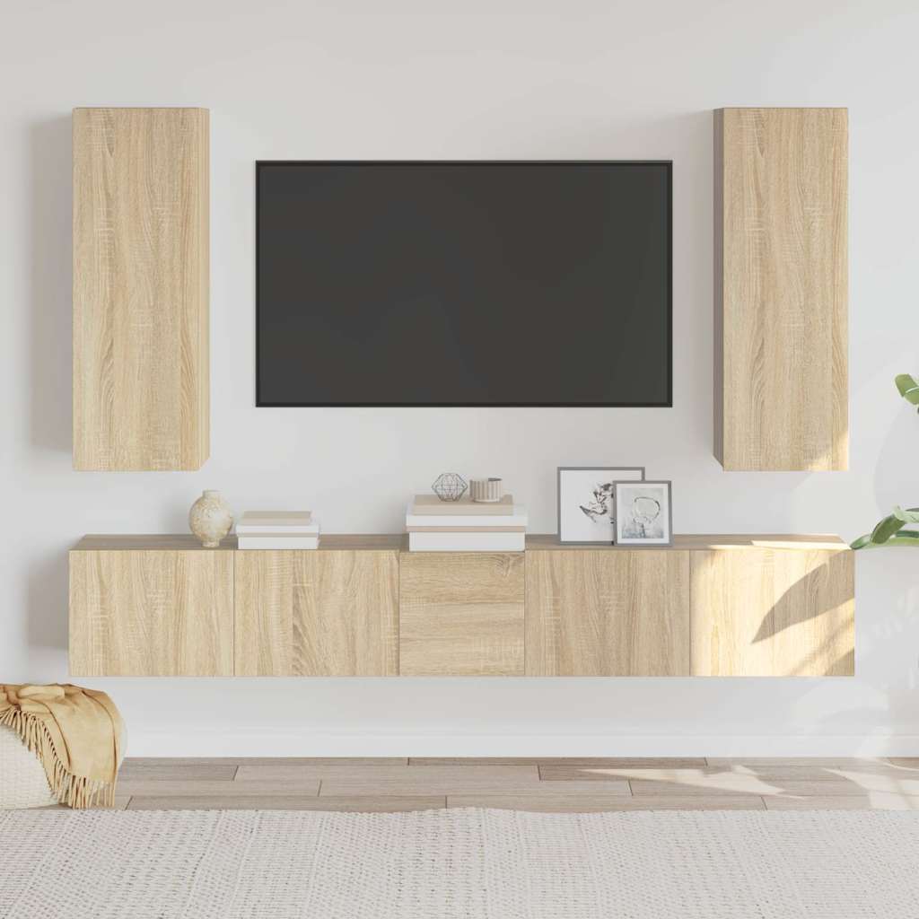 vidaXL 5-tlg. TV-Schrank-Set Sonoma-Eiche Holzwerkstoff