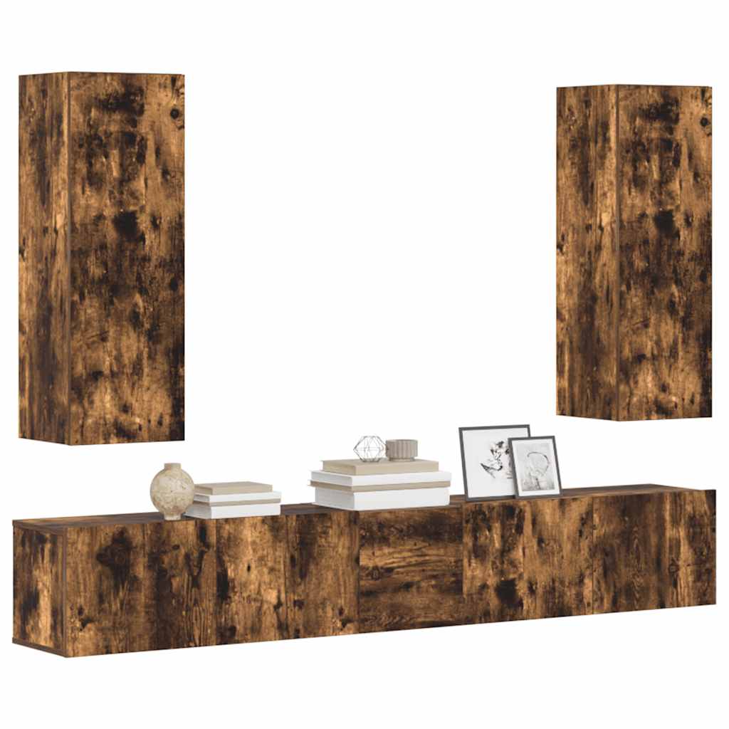 vidaXL 5-tlg. TV-Schrank-Set Räuchereiche Holzwerkstoff