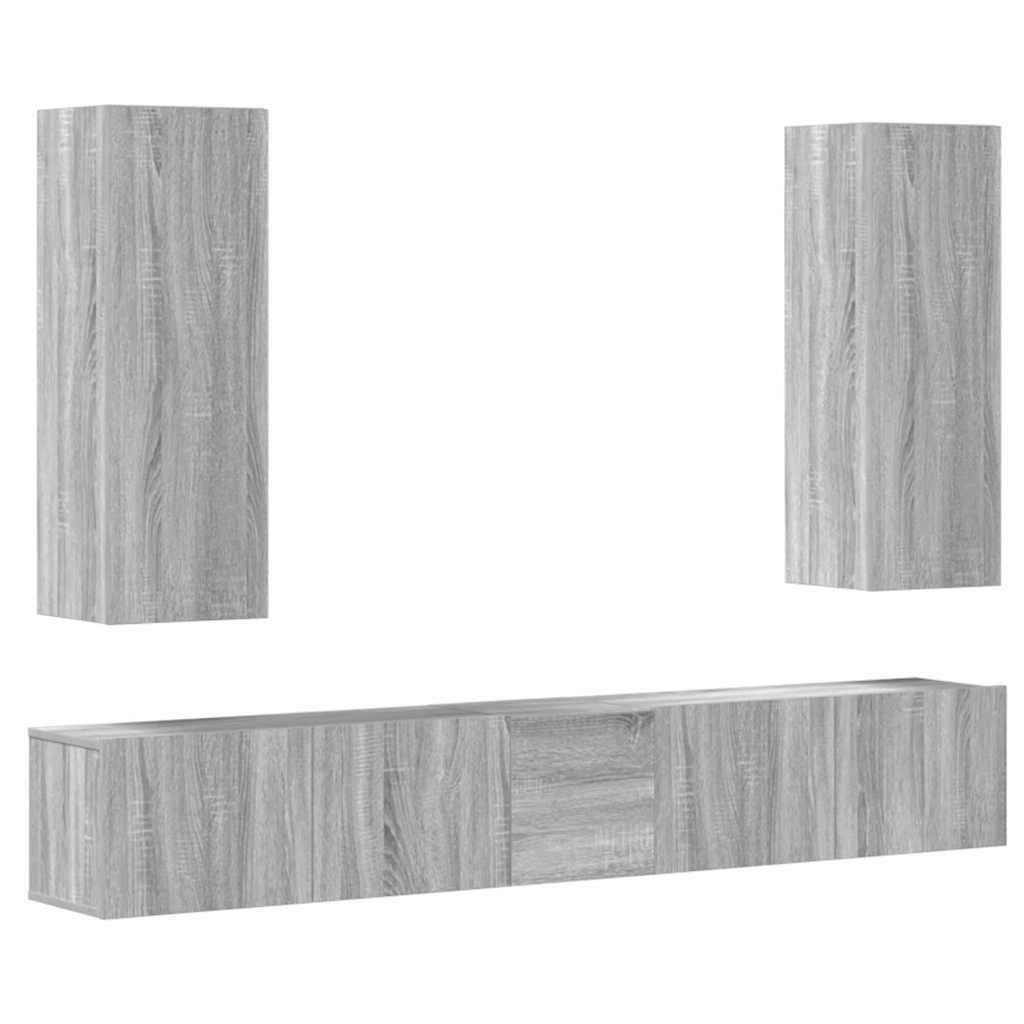 vidaXL 5-tlg. TV-Schrank-Set Grau Sonoma Holzwerkstoff