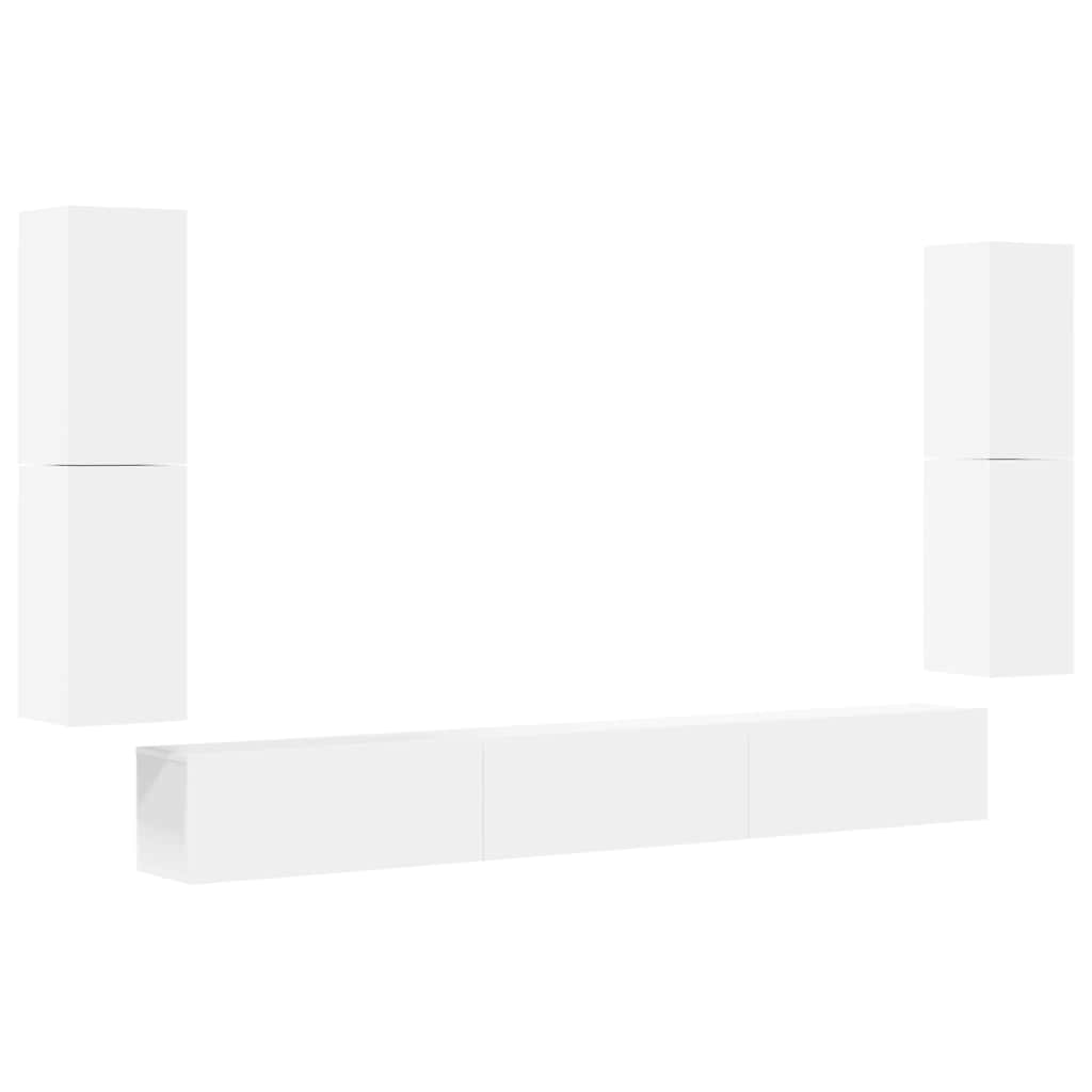 vidaXL 7-tlg. TV-Schrank-Set Weiß Holzwerkstoff