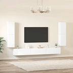 vidaXL 7-tlg. TV-Schrank-Set Weiß Holzwerkstoff