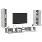 vidaXL 7-tlg. TV-Schrank-Set Betongrau Holzwerkstoff