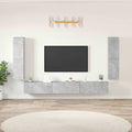 vidaXL 7-tlg. TV-Schrank-Set Betongrau Holzwerkstoff