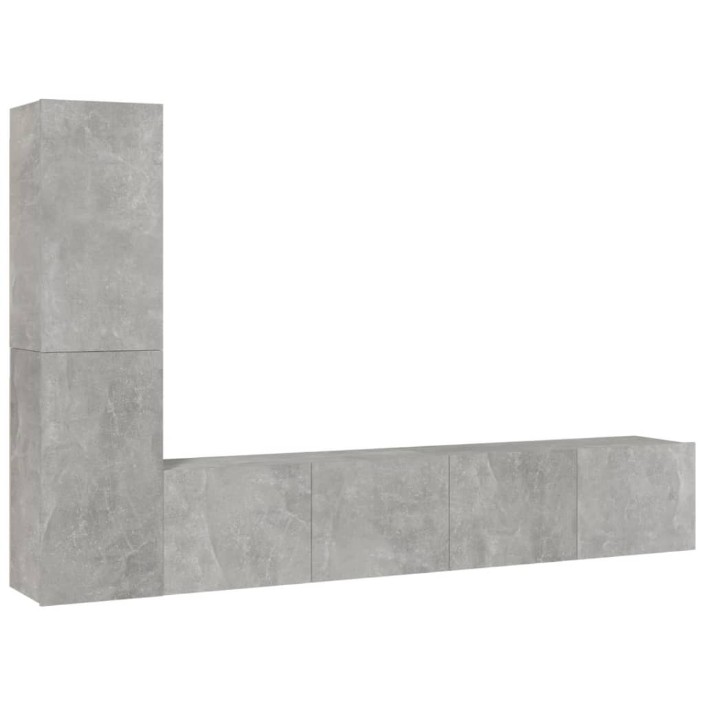 vidaXL 4-tlg. TV-Schrank-Set Betongrau Holzwerkstoff